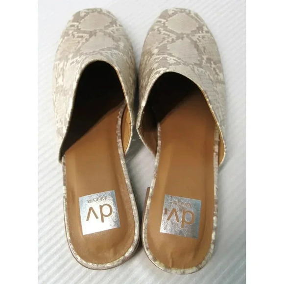 Dolce Vita Pyra Snake Print Stone Beige Casual Flat Slip-On Mule Women's Size 10 - Picture 3 of 10